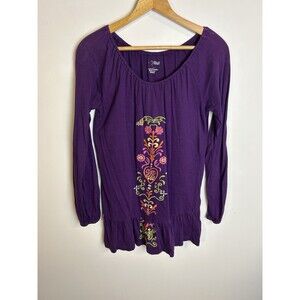 RXB Y2K Top Blouse Off The Shoulder Womens Floral Embroidery Purple Size S Cowg